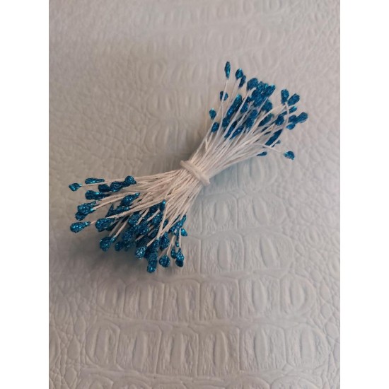 Тычинки двусторонние(блестки) 60*2мм ца. т. голубой, цена за 100 шт